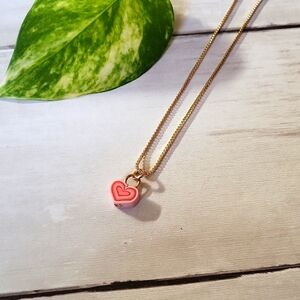 Pink Eraser Heart Gold Necklace